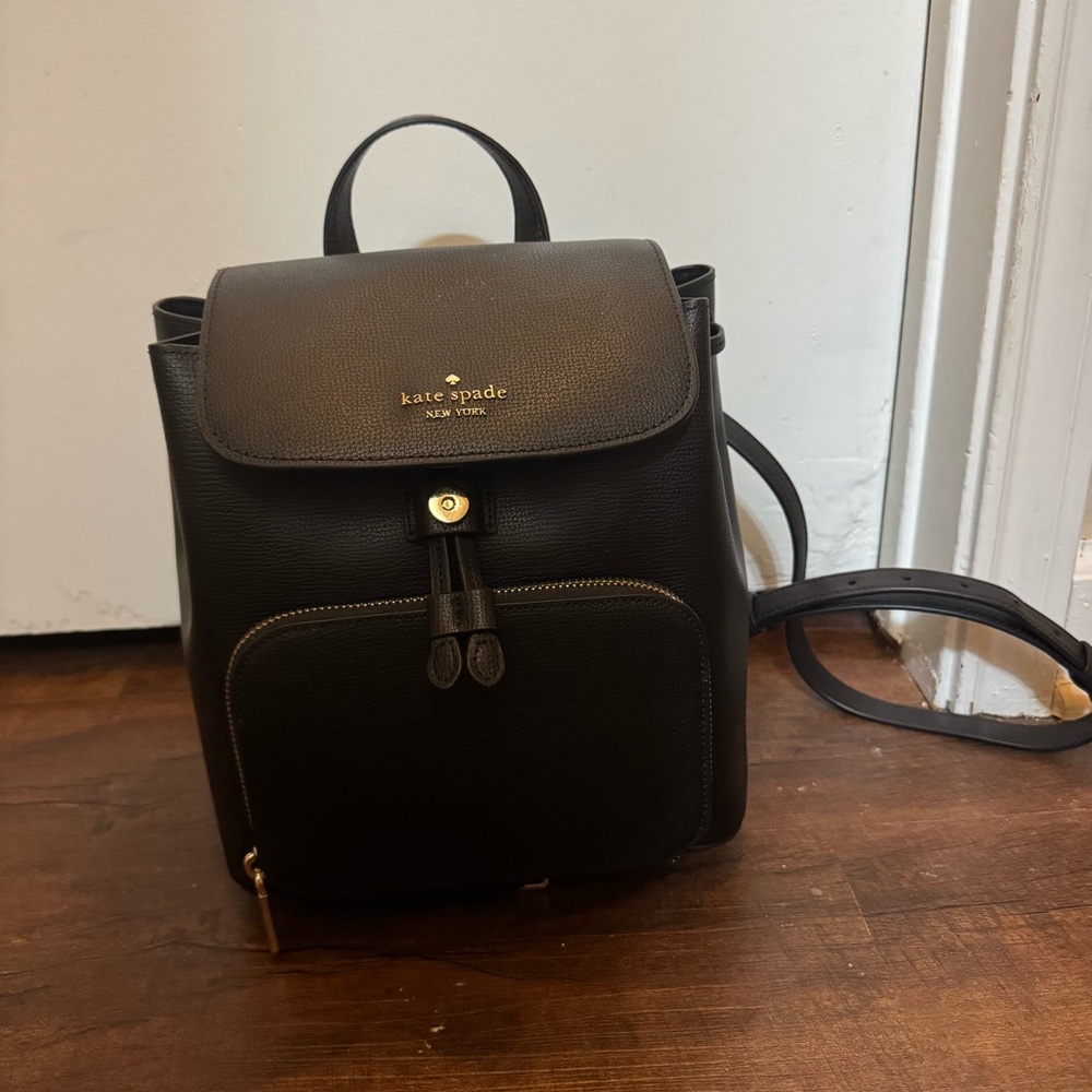 Kate Spade Black Leather Backpack